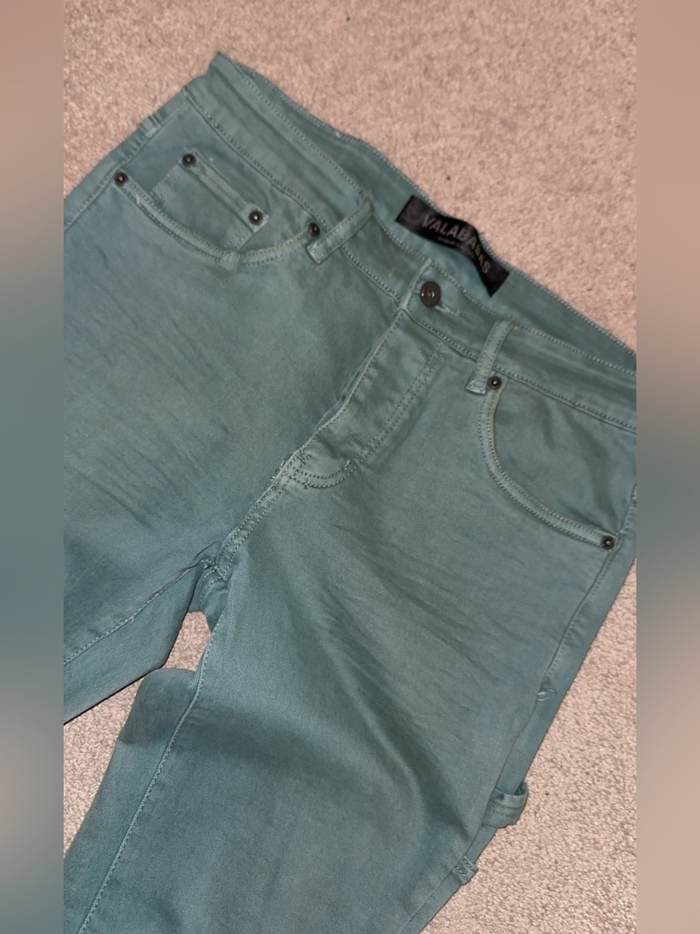 Valabasas Teal Stack Flare Jeans 32
